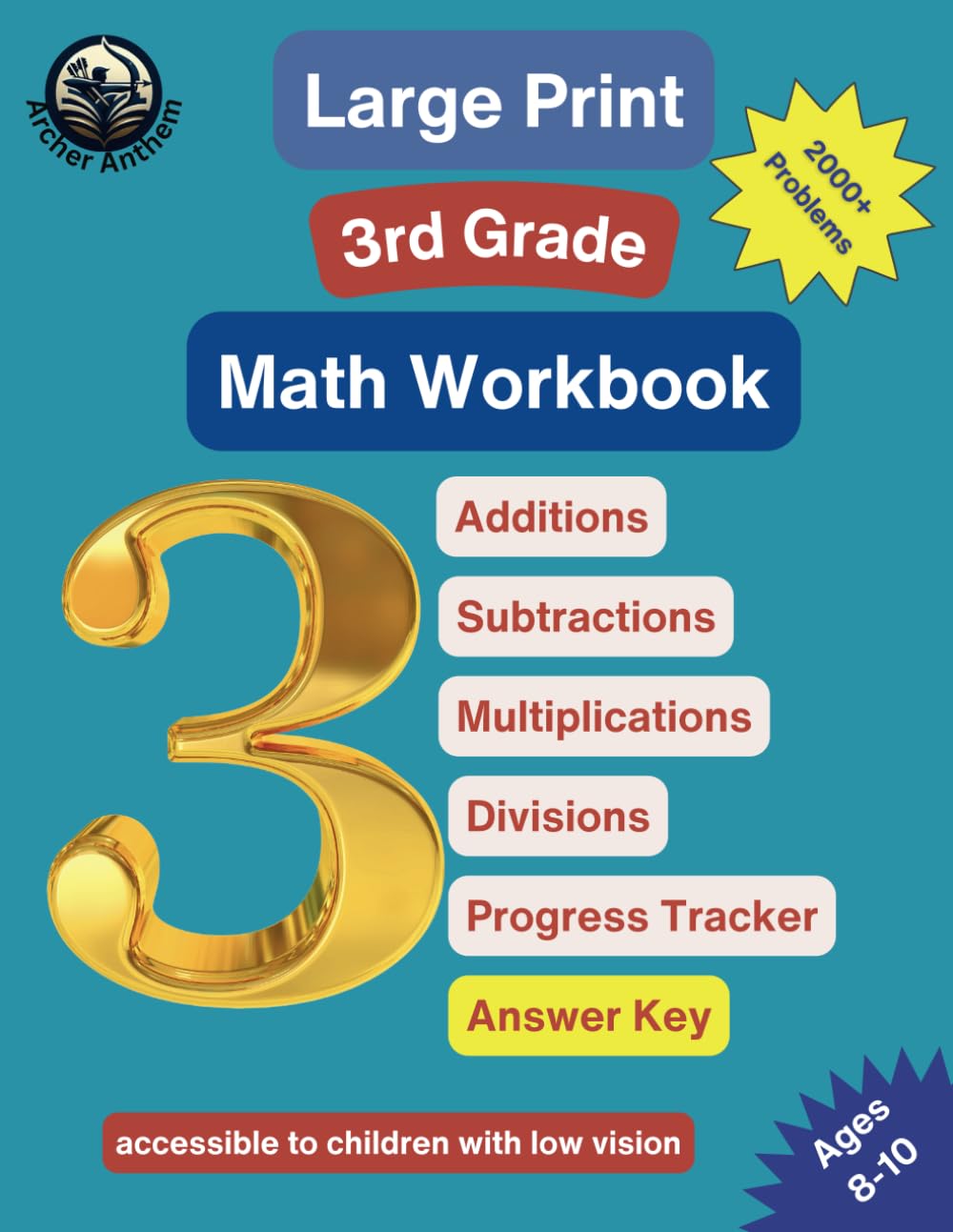 Large Print 3rd Grade Math Workbook - Comprehensive Practice in Addition, Subtraction, Multiplication, and Division