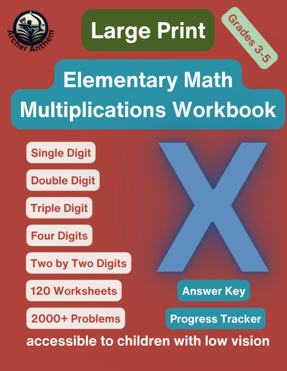 Large Print Elementary Math Multiplications Workbook