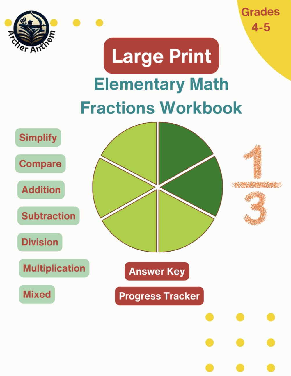 Large Print Elementary Math Fractions Workbook